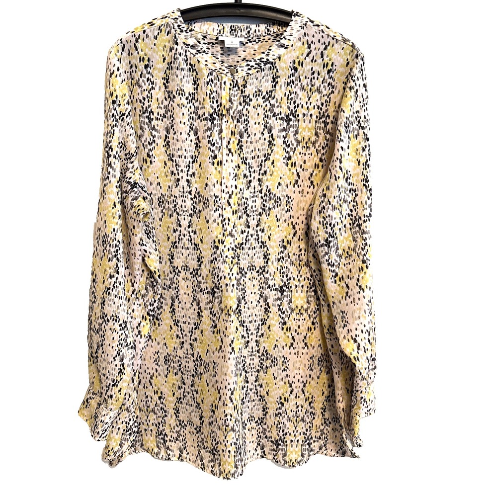 Liz Claiborne Long Sleeve Geometric Tunic Size 1X Career Office Feminine Fairy
